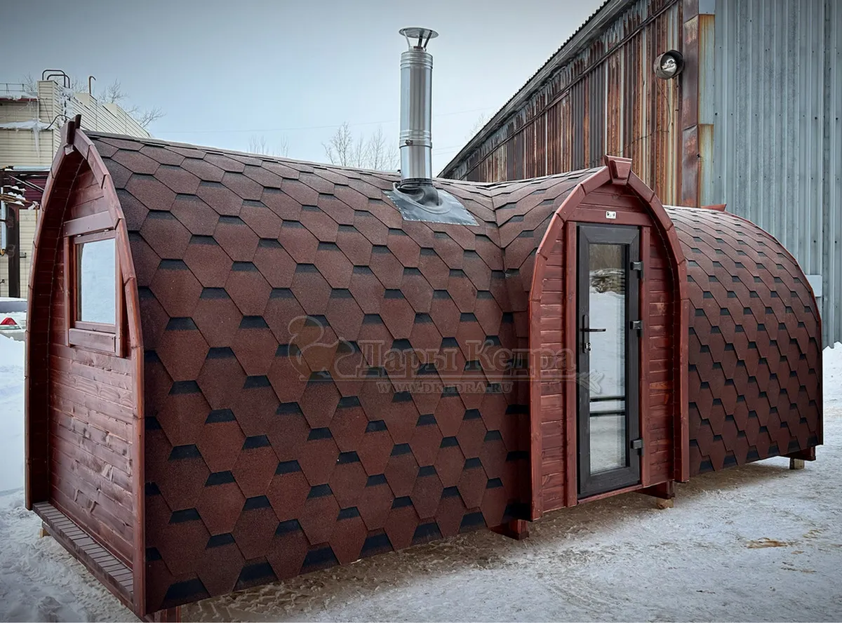 Баня «Викинг» из кедра 6х2,2 метра с боковым входом